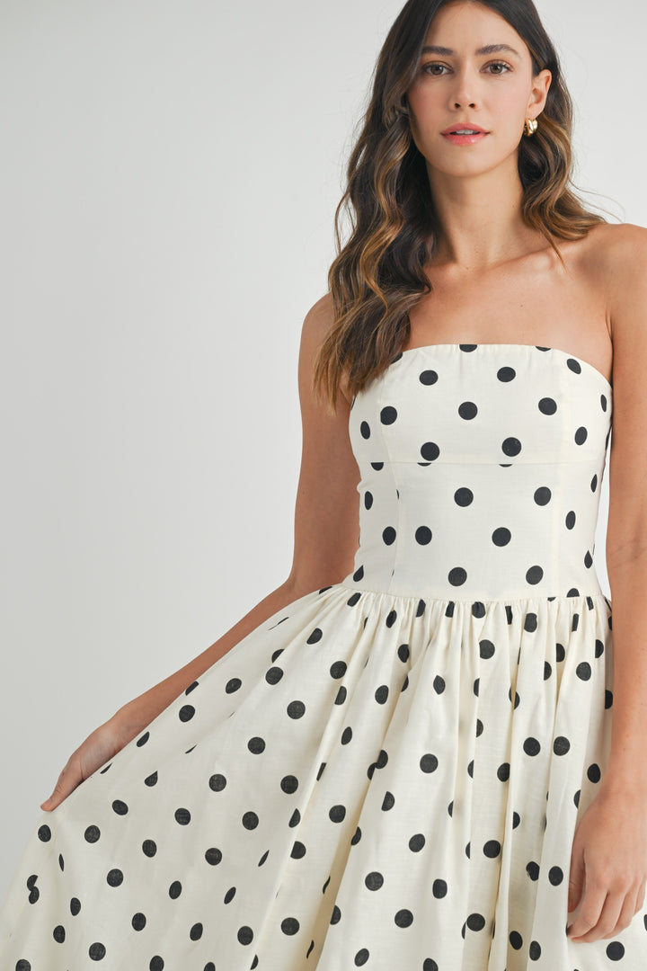 ELLA POLKA DOT MIDI DRESS
