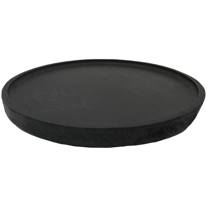 LARGE BLACK ROUND WOOD TRAY