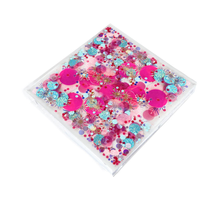 THINK PINK CONFETTI DRINK COASTERS
