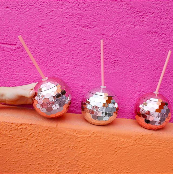 SILVER DISCO BALL DRINK CUP