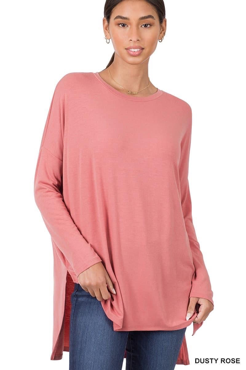 DAVINA LONG SLEEVE TEE - DUSTY ROSE