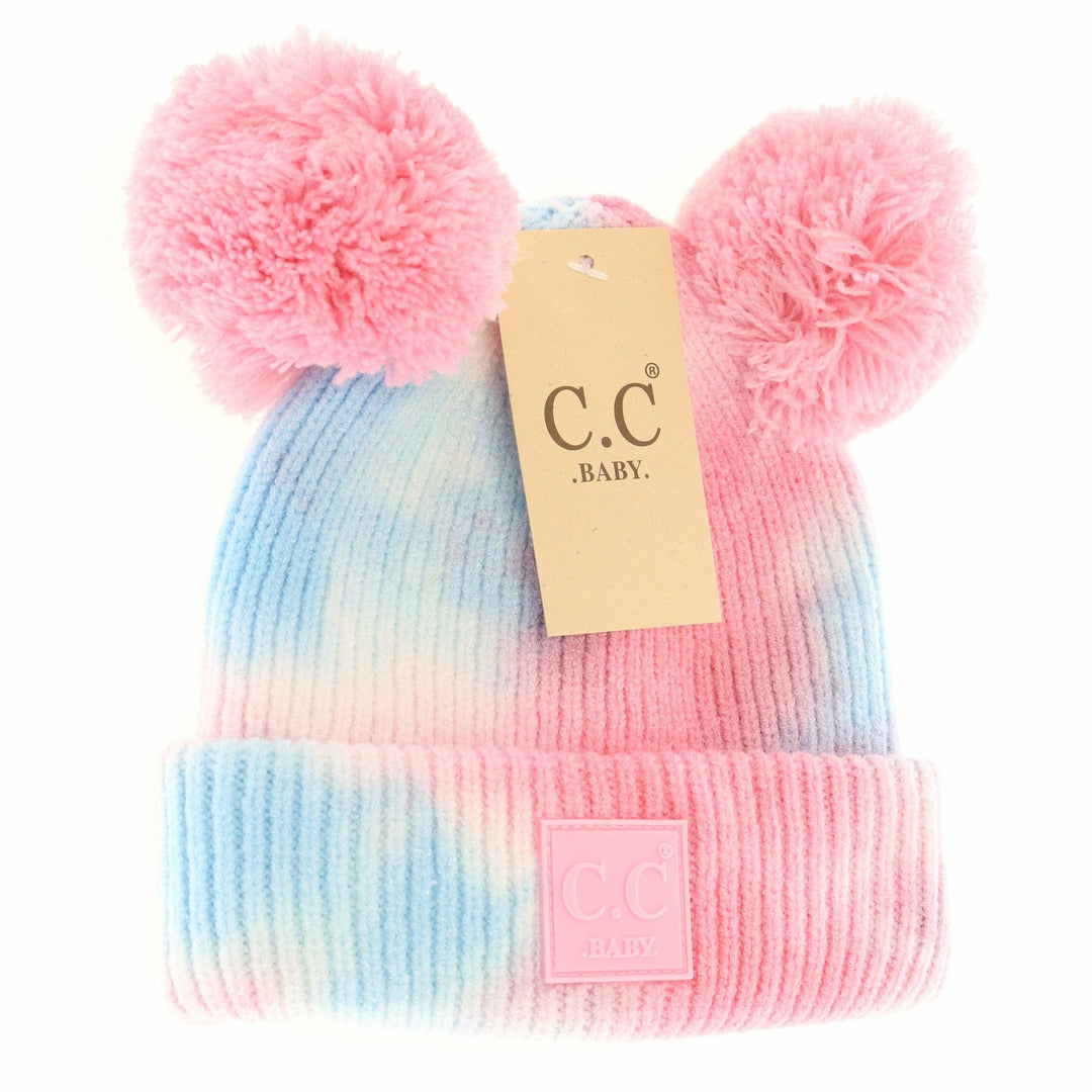 TIE DYE DOUBLE FUR POM BEANIE - INFANT