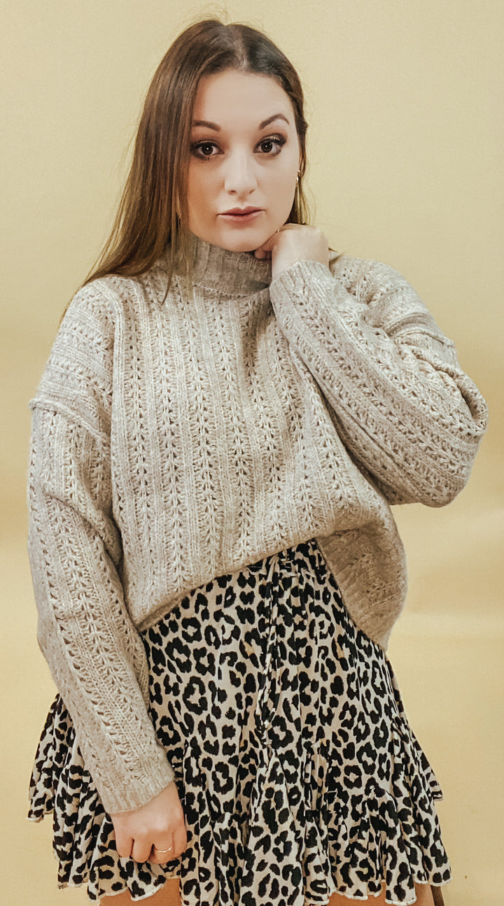 THE HILLS MOCK NECK PULLOVER SWEATER