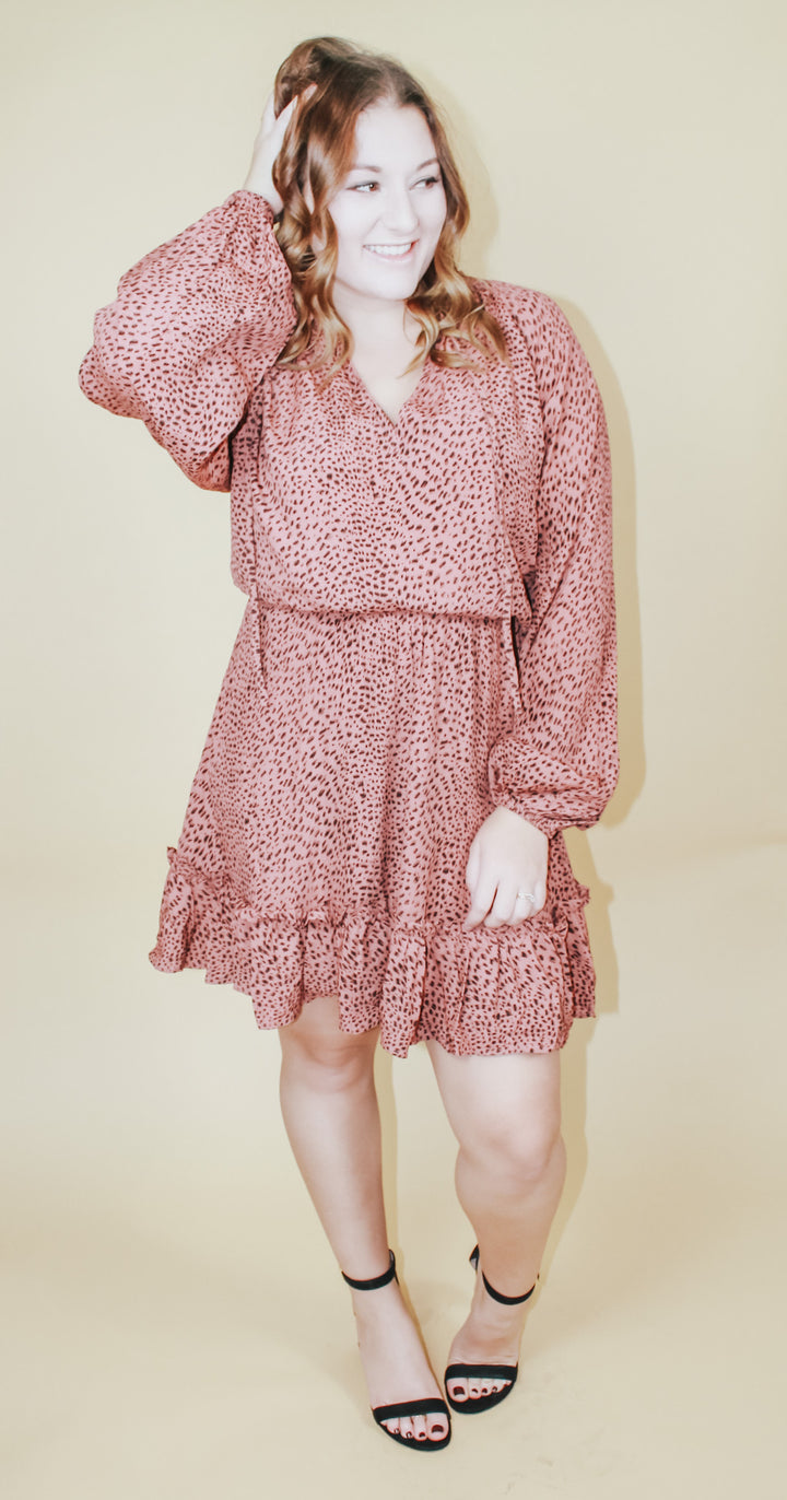 SPOTTED IN A CROWD RUFFLE DRESS