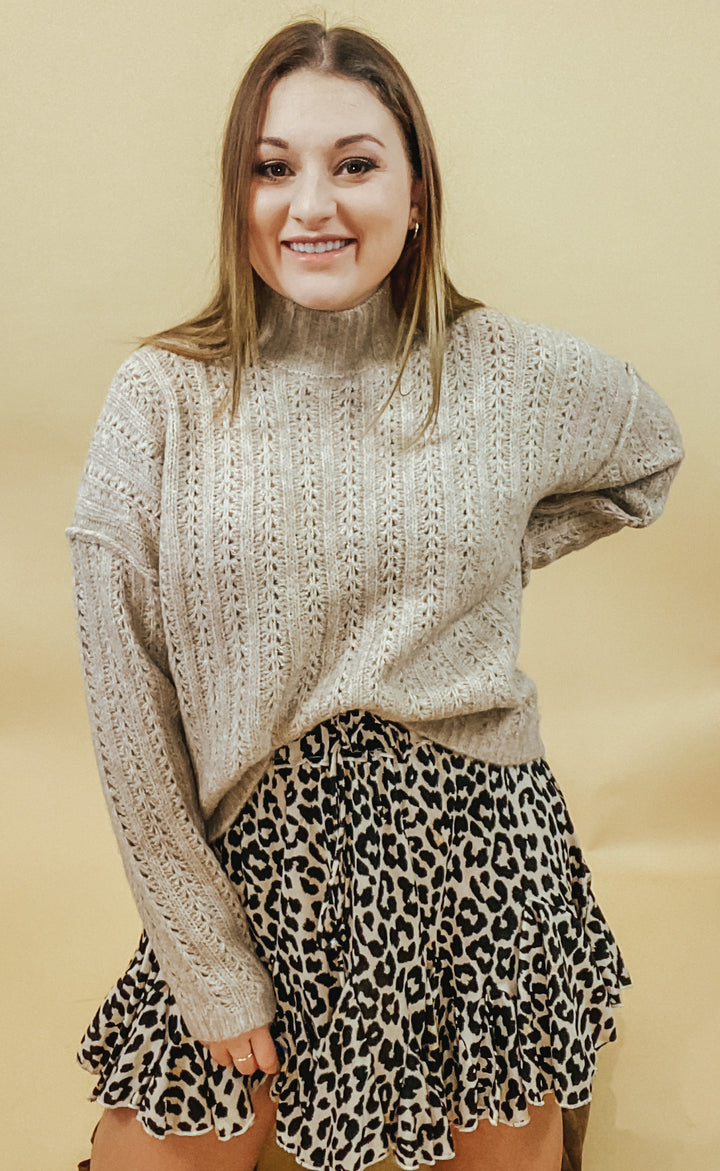 THE HILLS MOCK NECK PULLOVER SWEATER