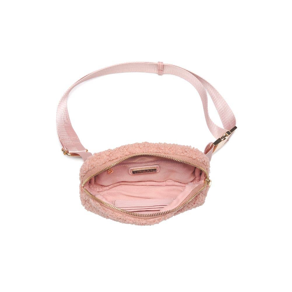 SHERRY SHERPA SHEARLING BELT BAG - ROSE