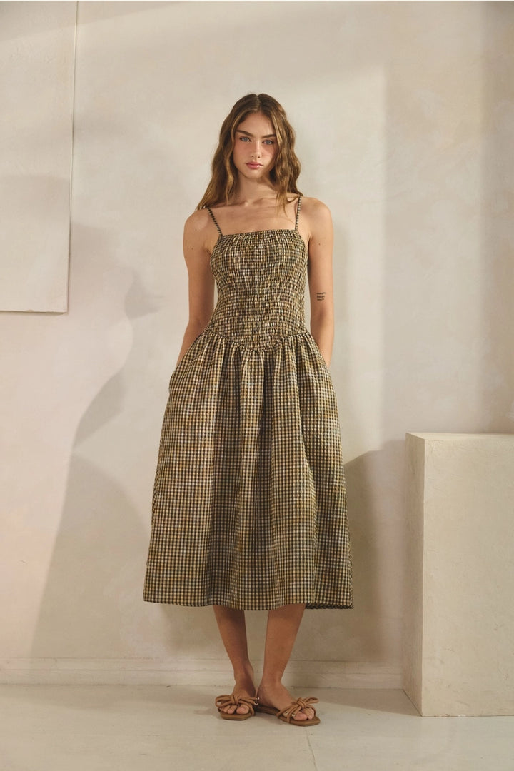 Fern Gingham Midi Dress
