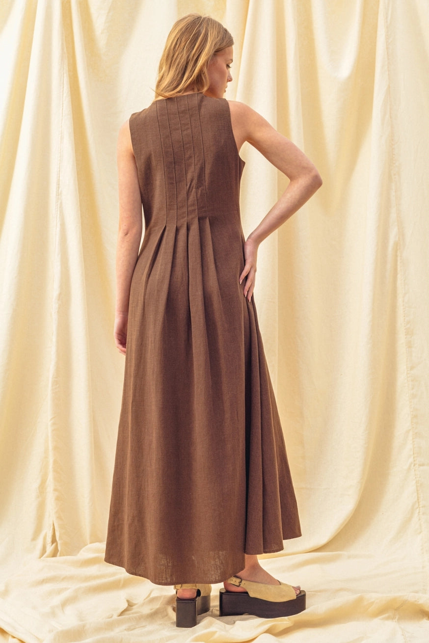 Marlowe Button-Front Linen Maxi Dress