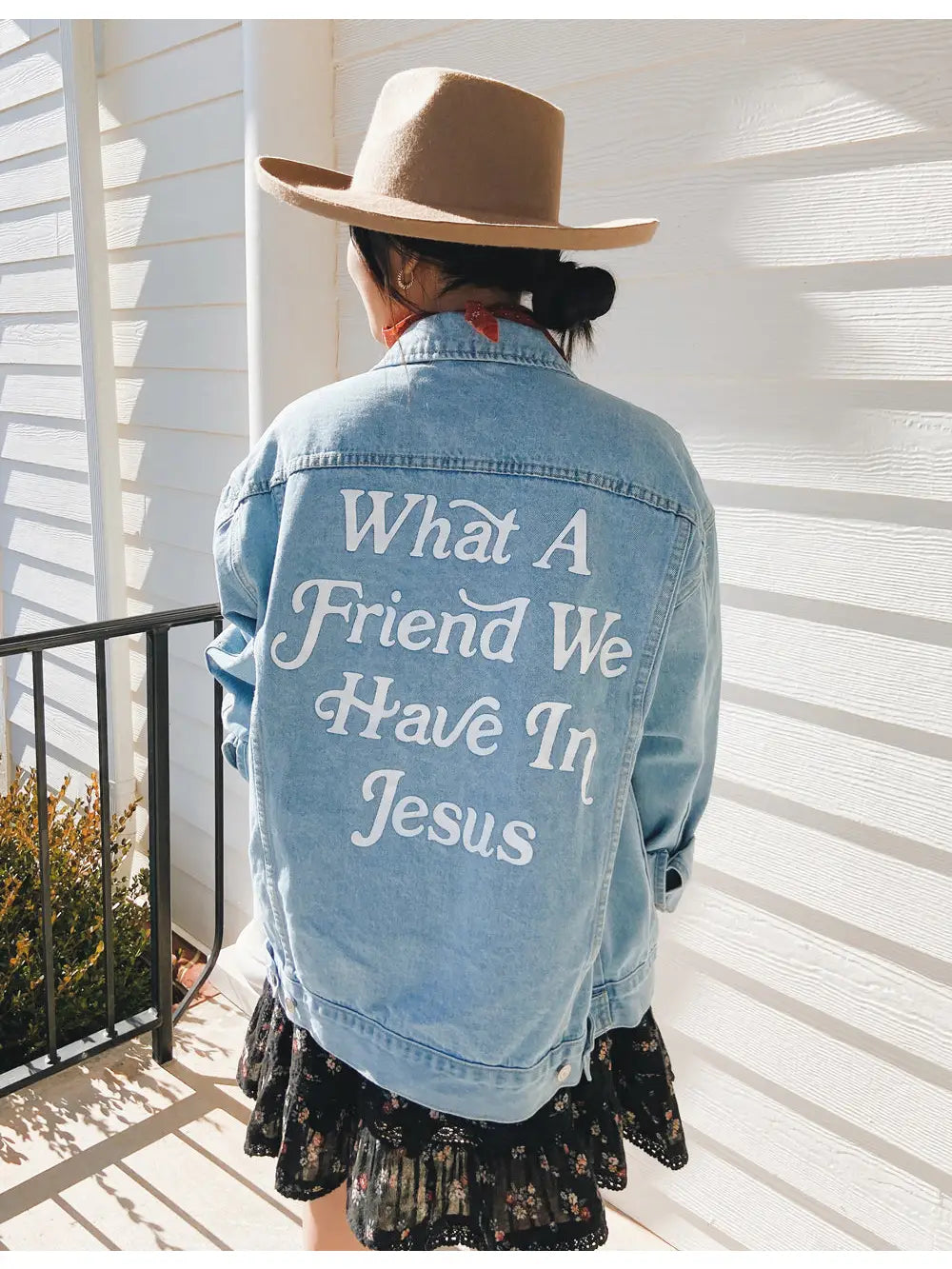 WHAT A FRIEND IN JESUS DENIM JACKET