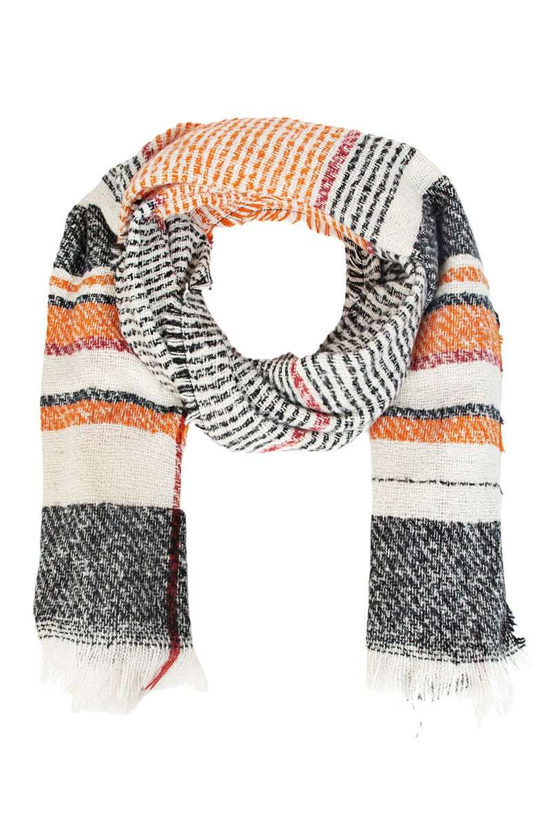 JENESIS STRIPED SCARF - ORANGE COMBO