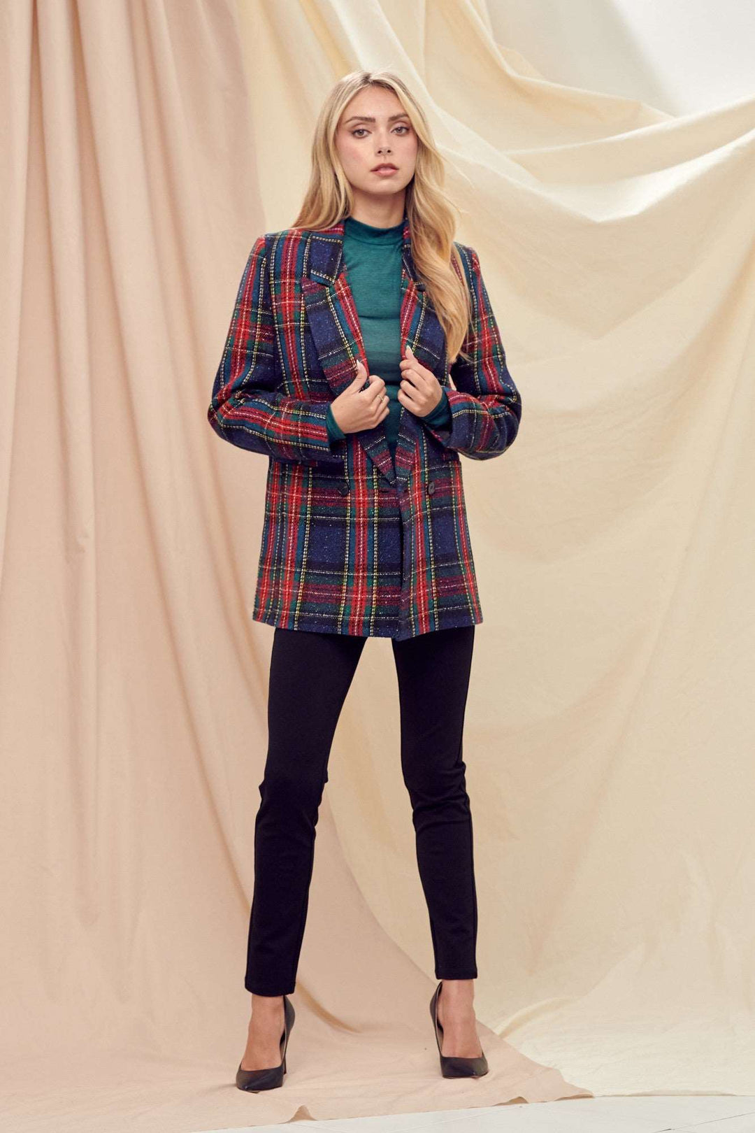 FRANKLIN METALLIC PLAID BLAZER