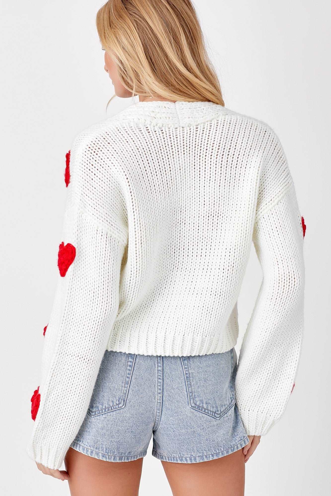 KISS ME - BUBBLE HEART CARDIGAN - WHITE
