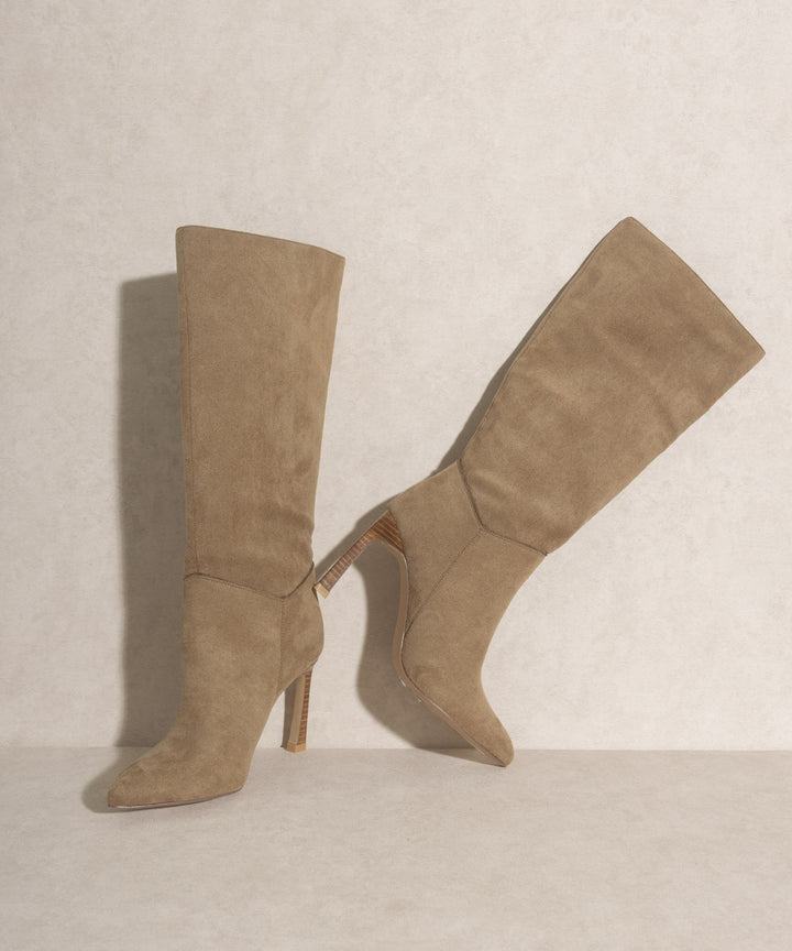 SHAY STILETTO COWBOY CUT BOOTS - KHAKI