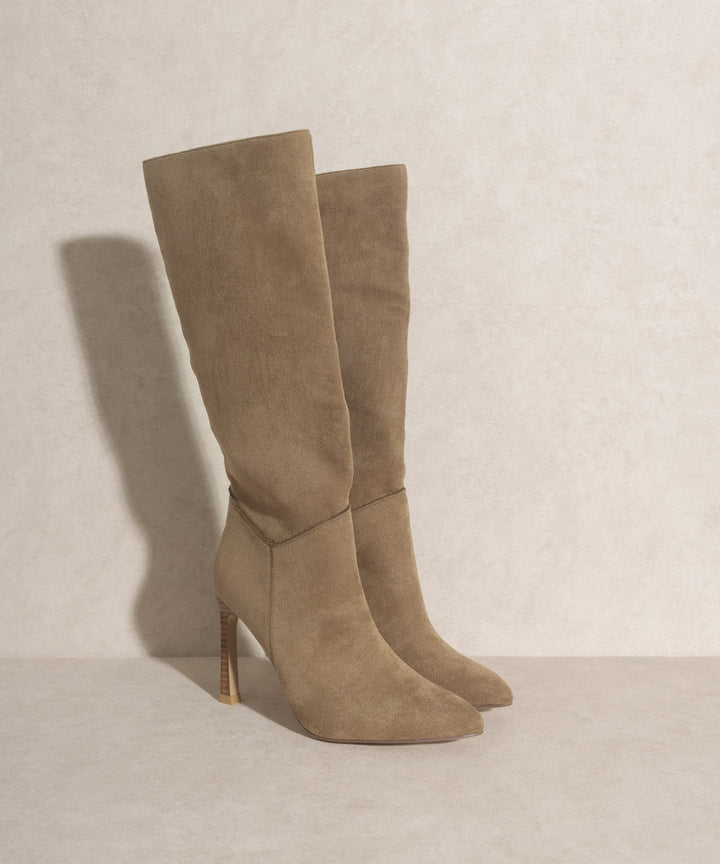 SHAY STILETTO COWBOY CUT BOOTS - KHAKI