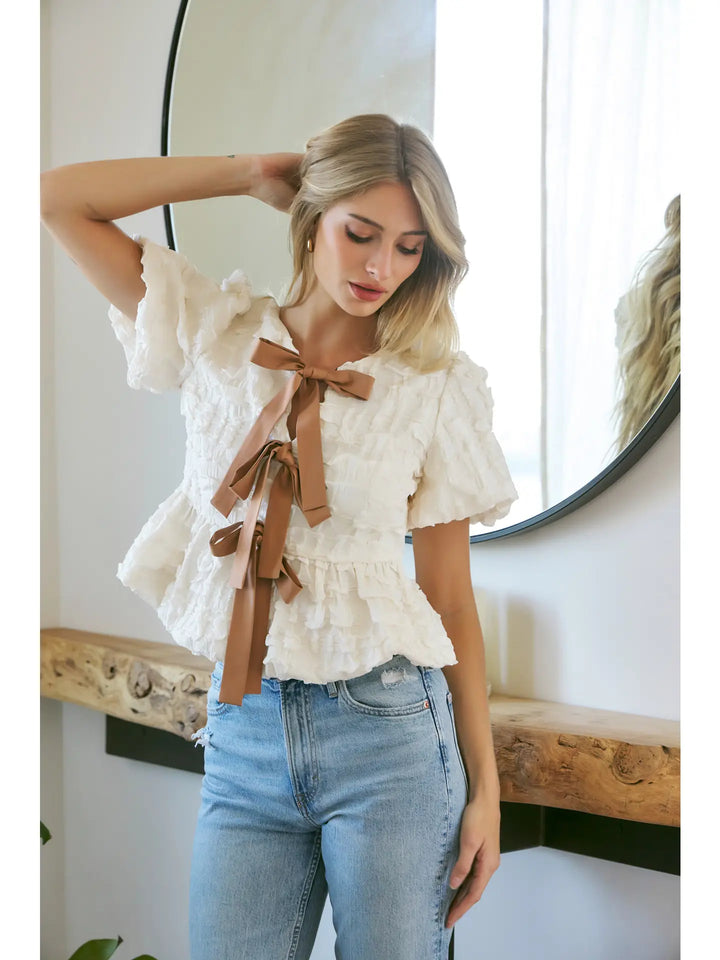 THE RIGHT MOMENT BUBBLE BABYDOLL BLOUSE