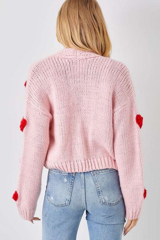 KISS ME - BUBBLE HEART CARDIGAN - PINK