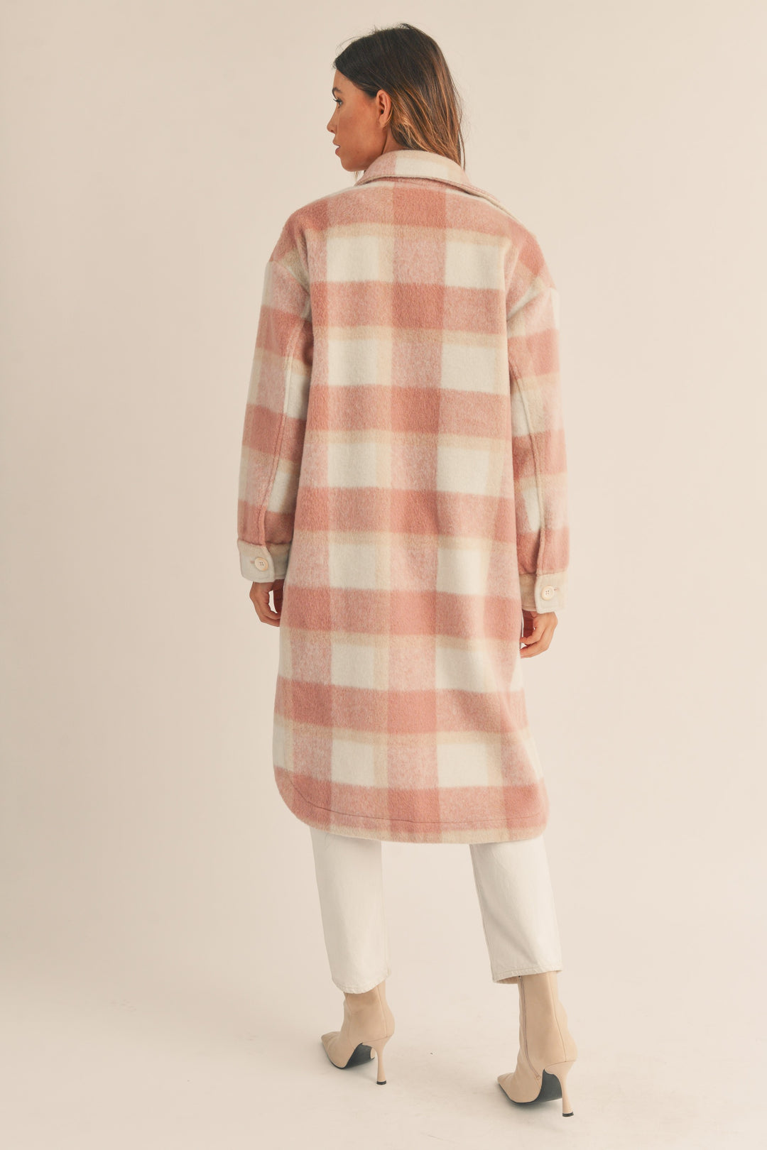 LUNA PLAID FUZZY MIDI JACKET