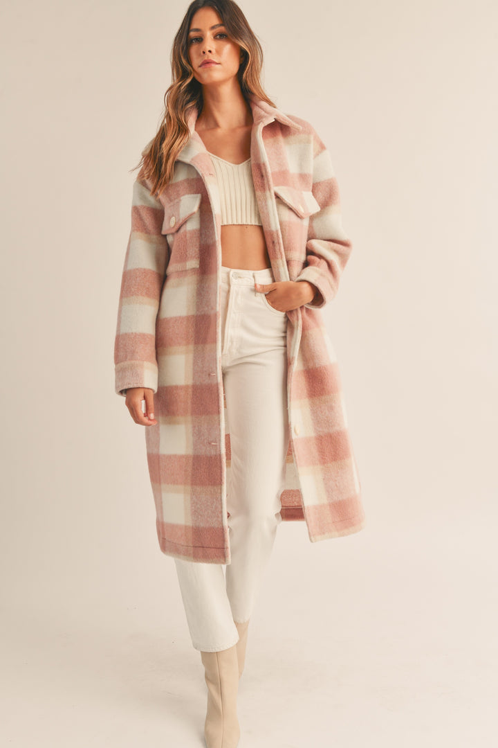 LUNA PLAID FUZZY MIDI JACKET