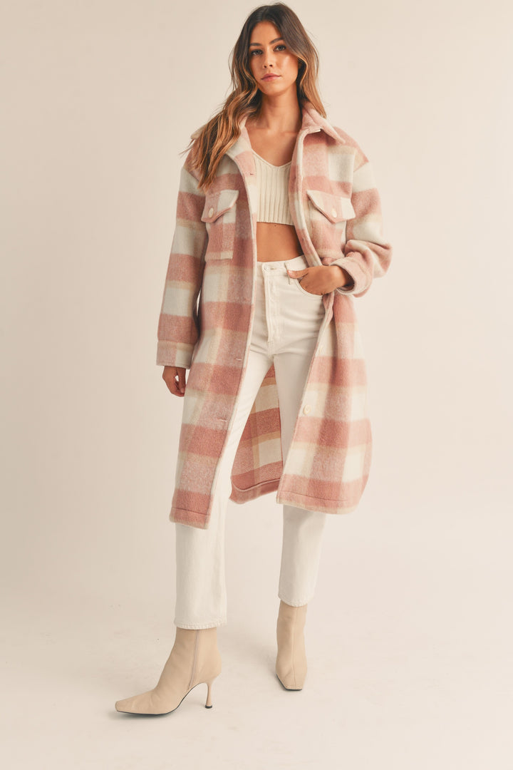 LUNA PLAID FUZZY MIDI JACKET