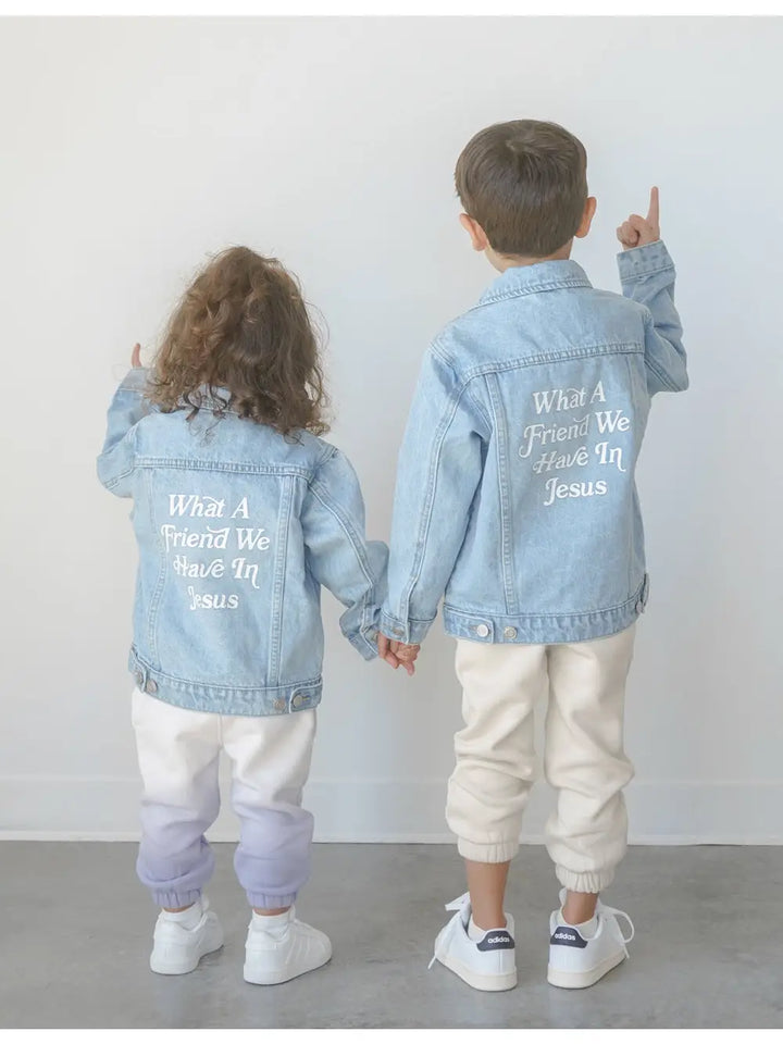 WHAT A FRIEND IN JESUS DENIM JACKET