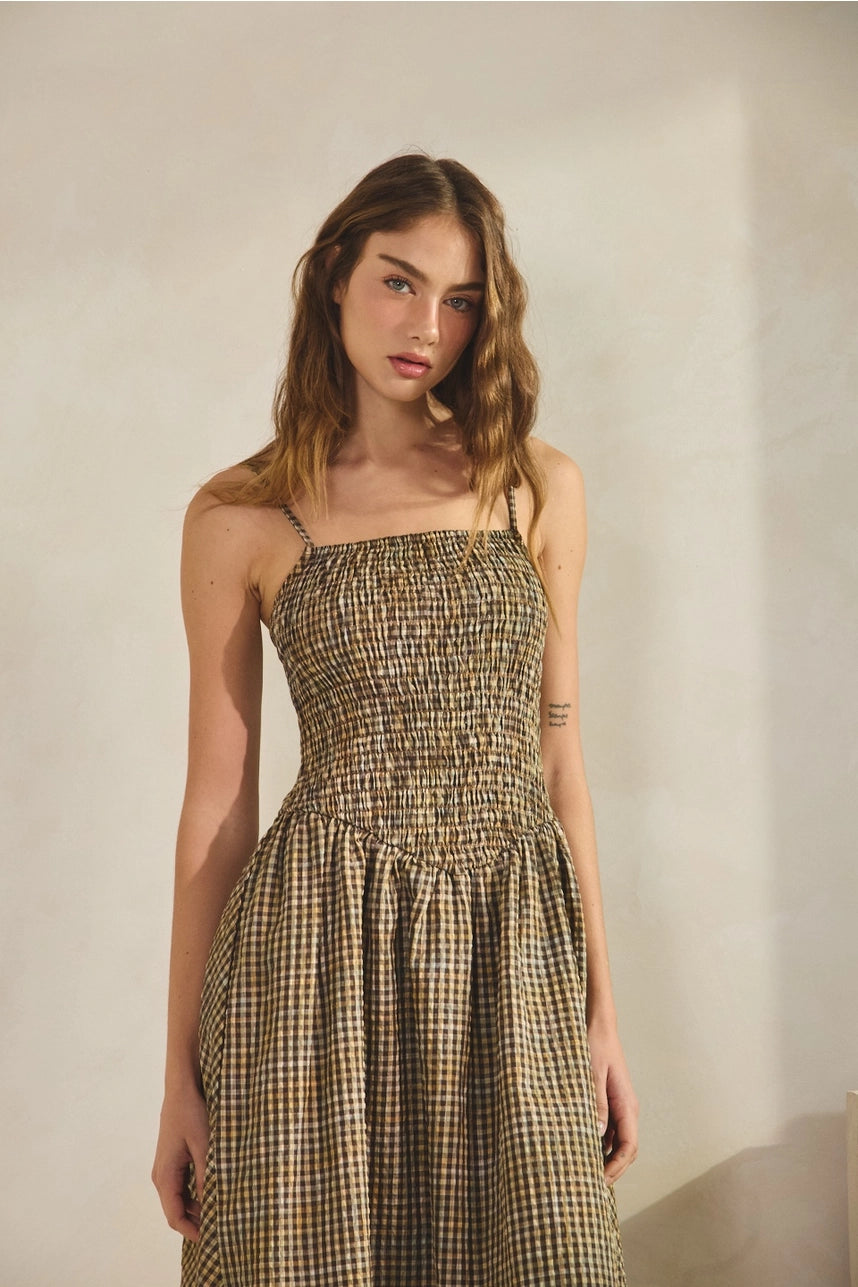 Fern Gingham Midi Dress