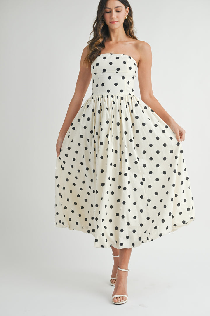 ELLA POLKA DOT MIDI DRESS