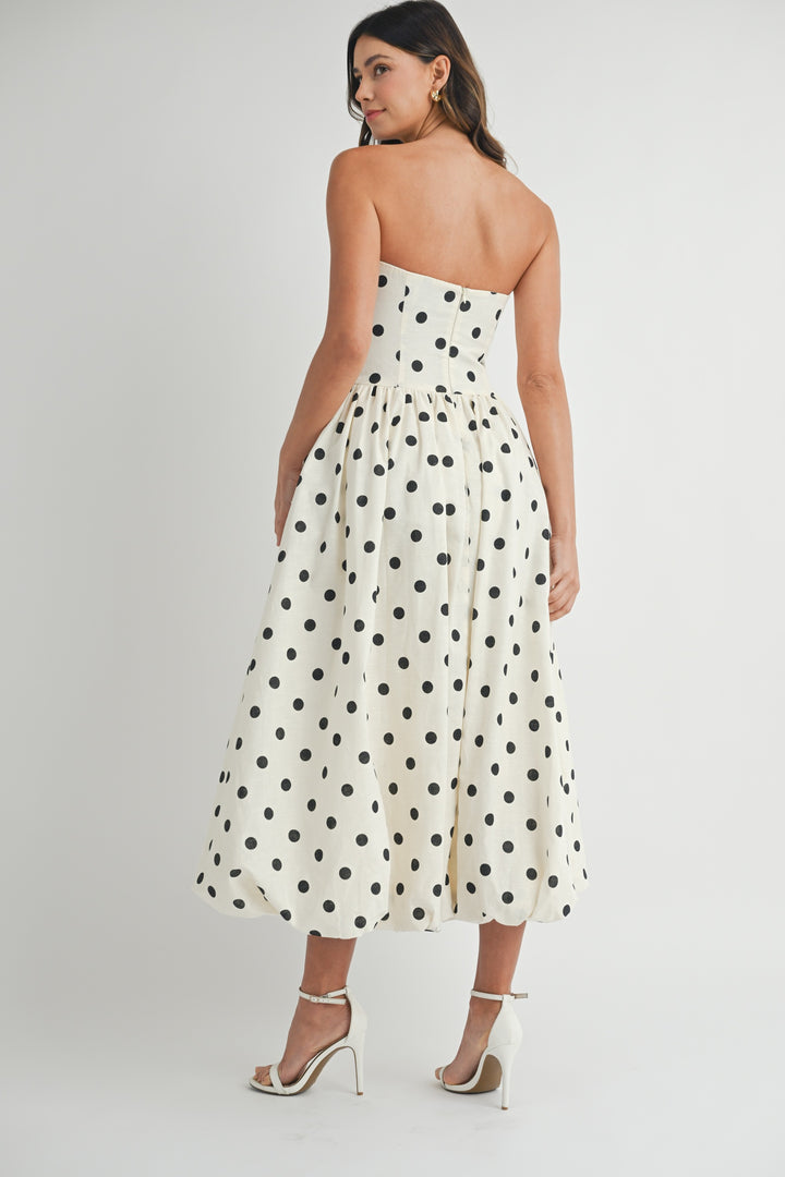 ELLA POLKA DOT MIDI DRESS