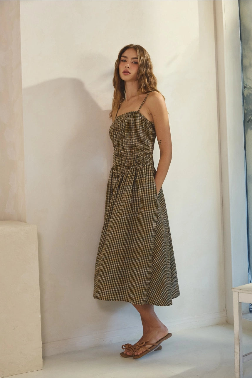 Fern Gingham Midi Dress