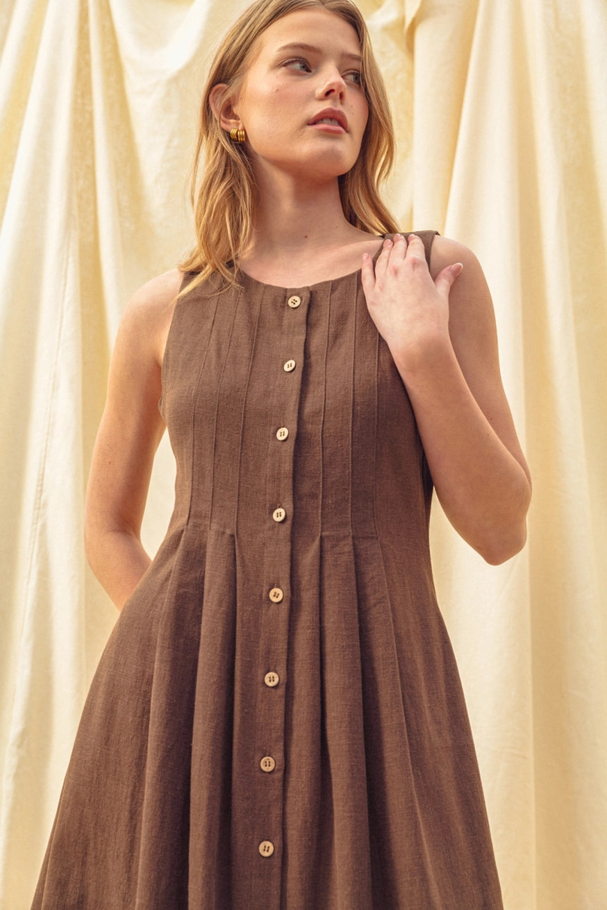 Marlowe Button-Front Linen Maxi Dress