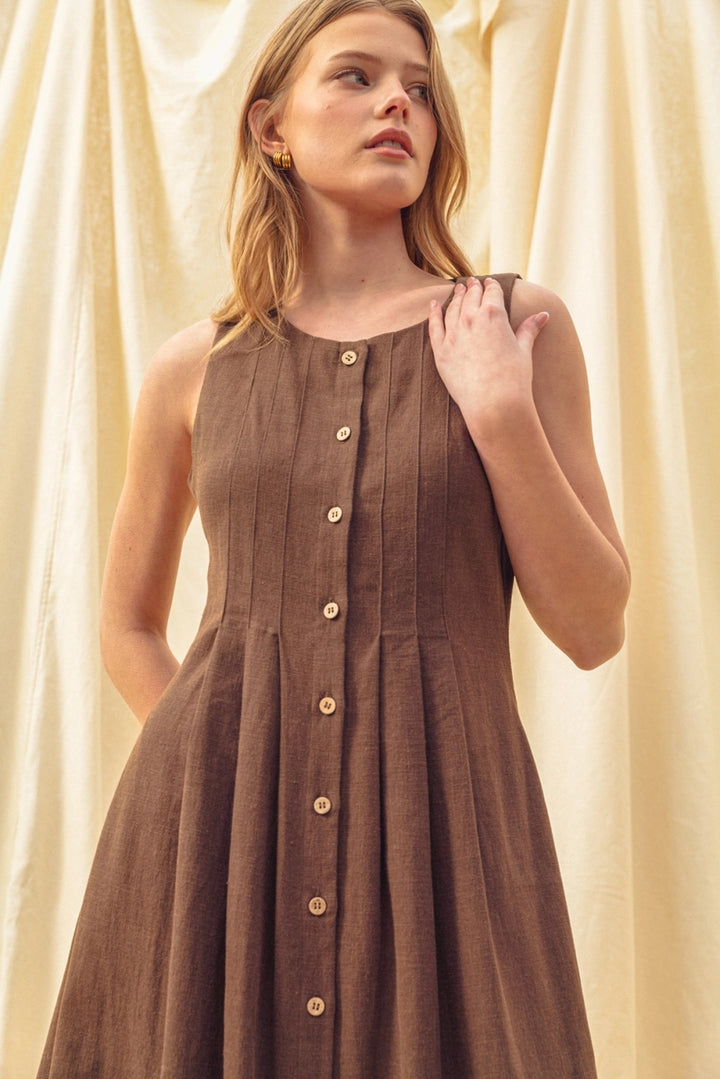 Marlowe Button-Front Linen Maxi Dress