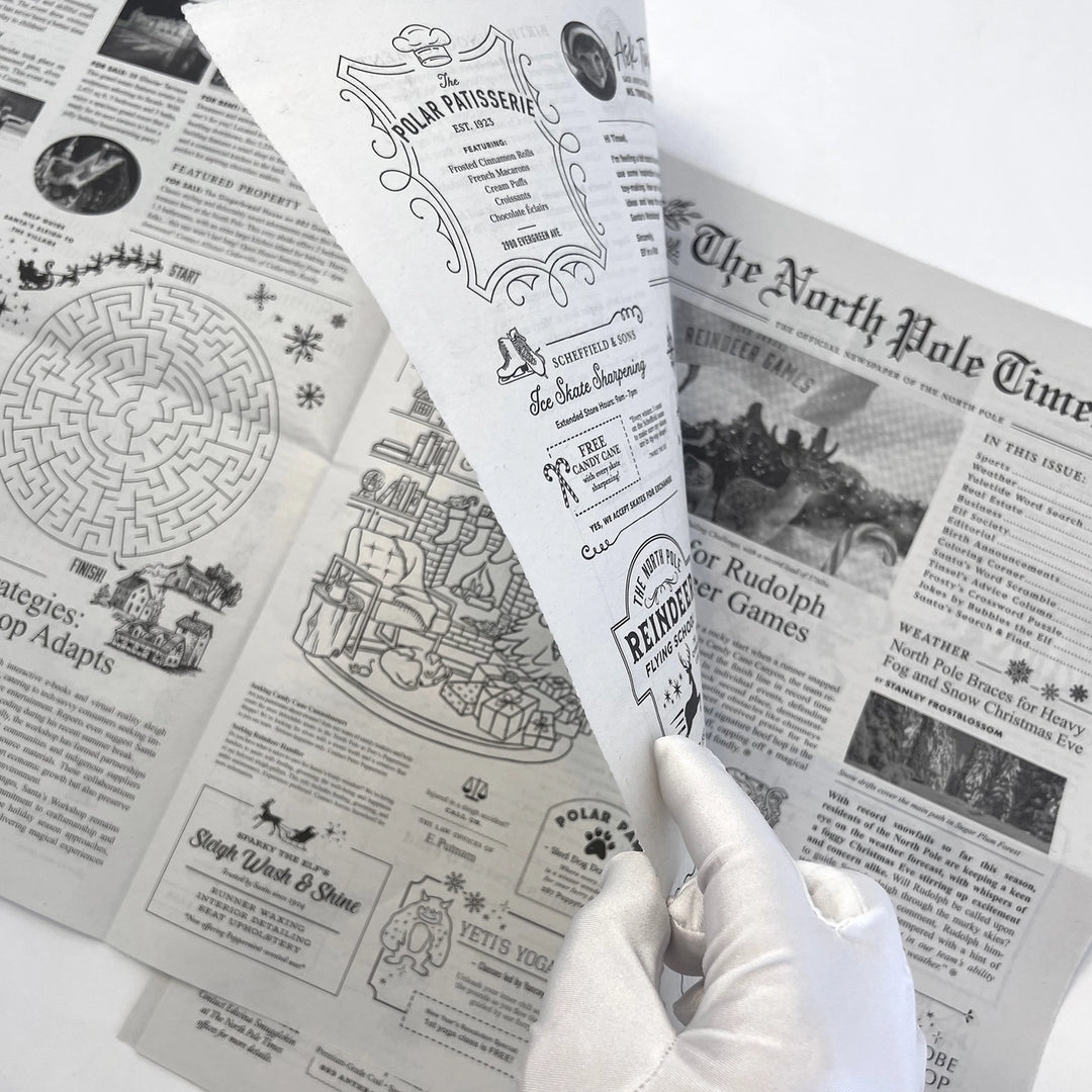 THE NORTH POLE TIMES NEWSPAPER - HOLIDAY GIFTWRAP & ACTIVITY