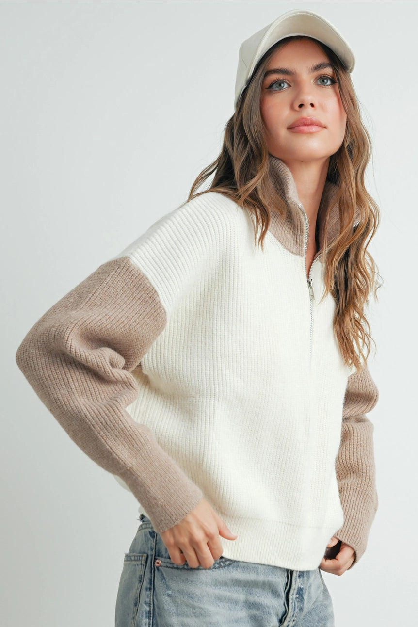 HEATHER COLOR BLOCK PULLOVER