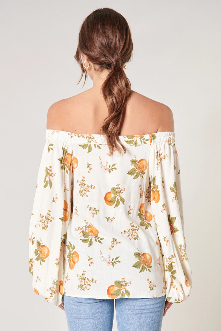 ARANCIA FLORAL OFF THE SHOULDER TOP