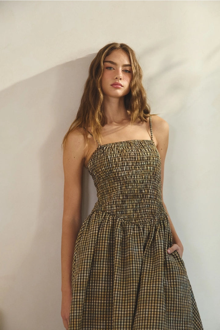 Fern Gingham Midi Dress