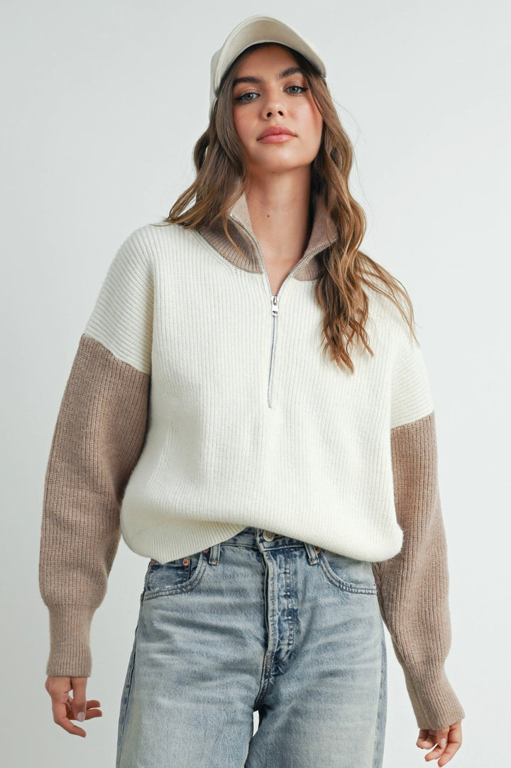 HEATHER COLOR BLOCK PULLOVER