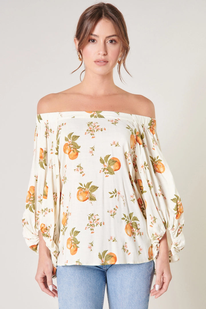 ARANCIA FLORAL OFF THE SHOULDER TOP