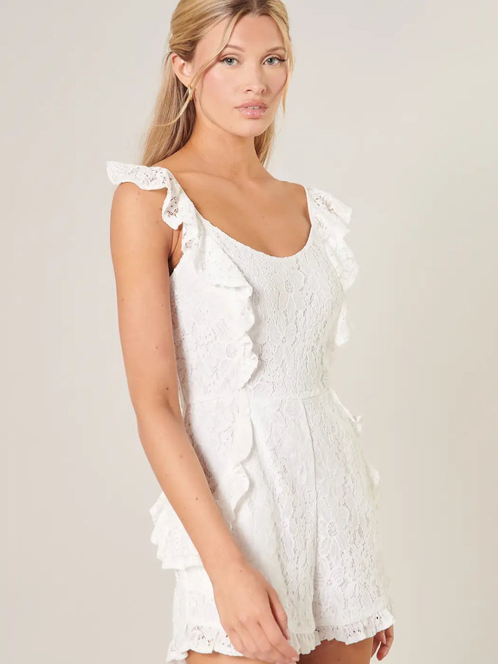 LOVE LETTERS RUFFLE LACE ROMPER