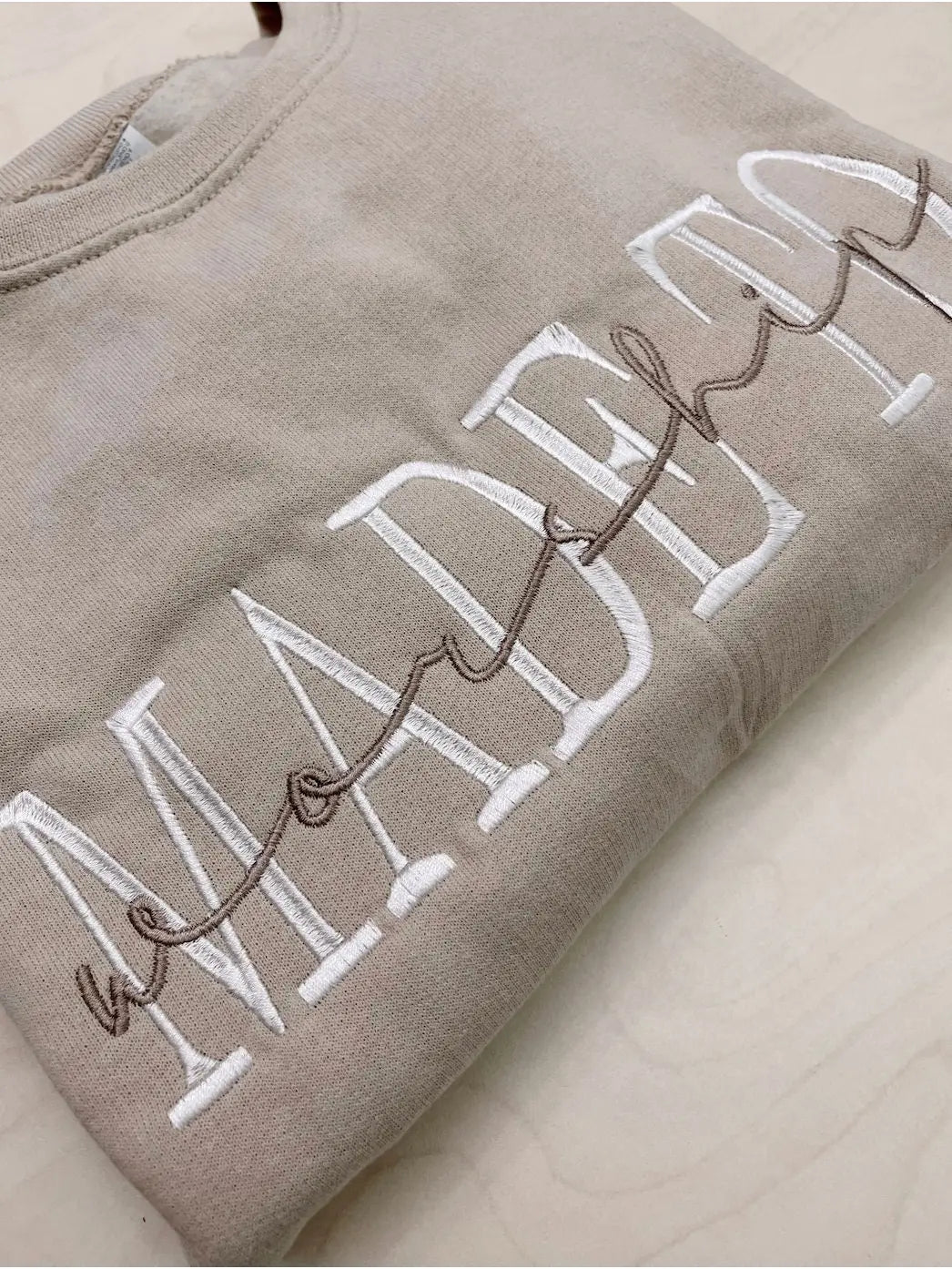 MADE TO WORSHIP EMBROIDERED SWEATSHIRT - SAND