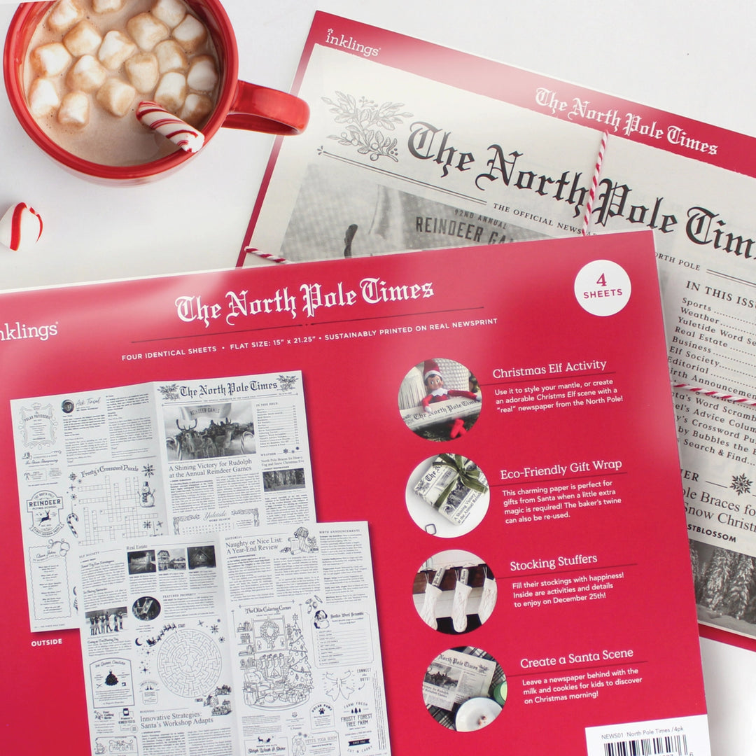 THE NORTH POLE TIMES NEWSPAPER - HOLIDAY GIFTWRAP & ACTIVITY