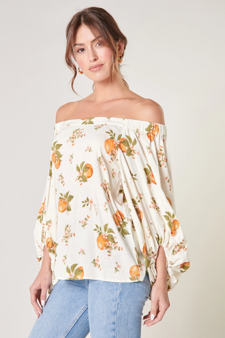 ARANCIA FLORAL OFF THE SHOULDER TOP