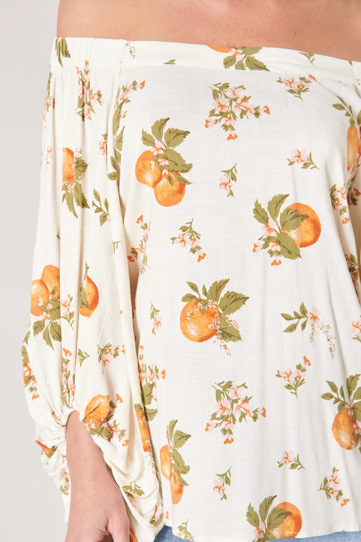 ARANCIA FLORAL OFF THE SHOULDER TOP