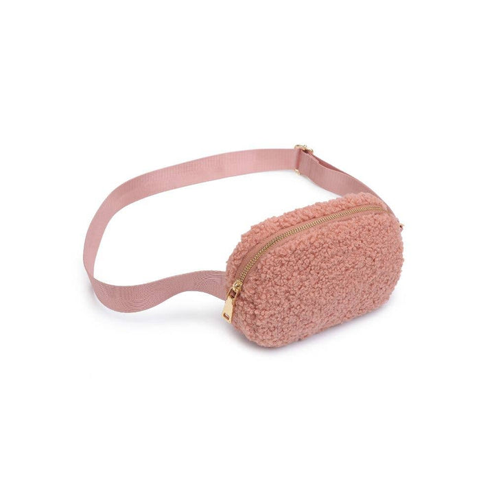 SHERRY SHERPA SHEARLING BELT BAG - ROSE