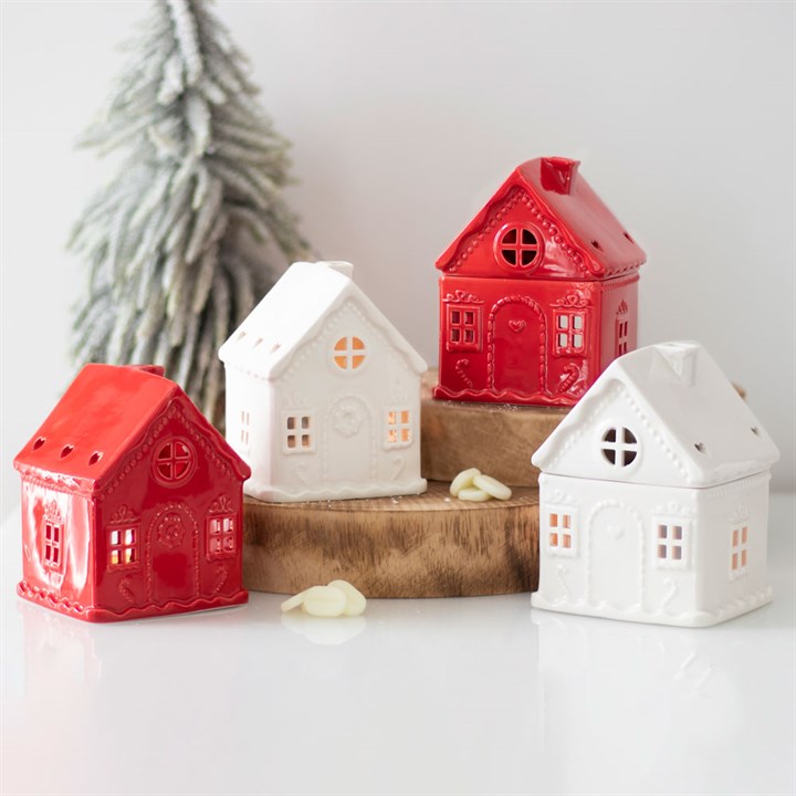 WHITE CHRISTMAS GINGERBREAD HOUSE TEALIGHT CANDLE HOLDER