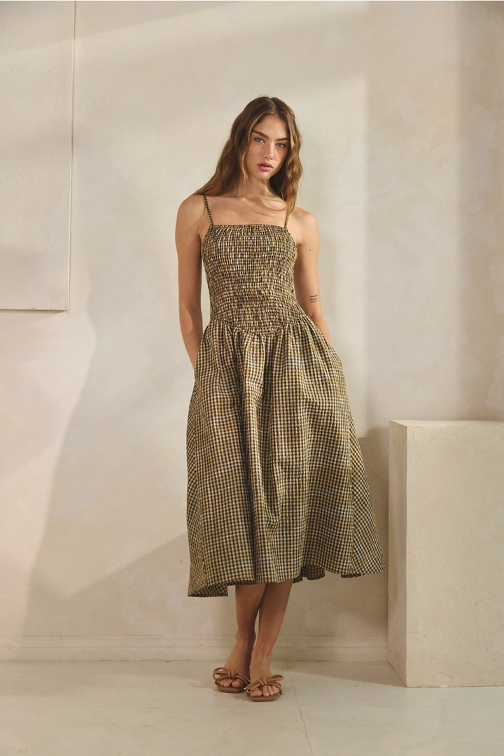 Fern Gingham Midi Dress