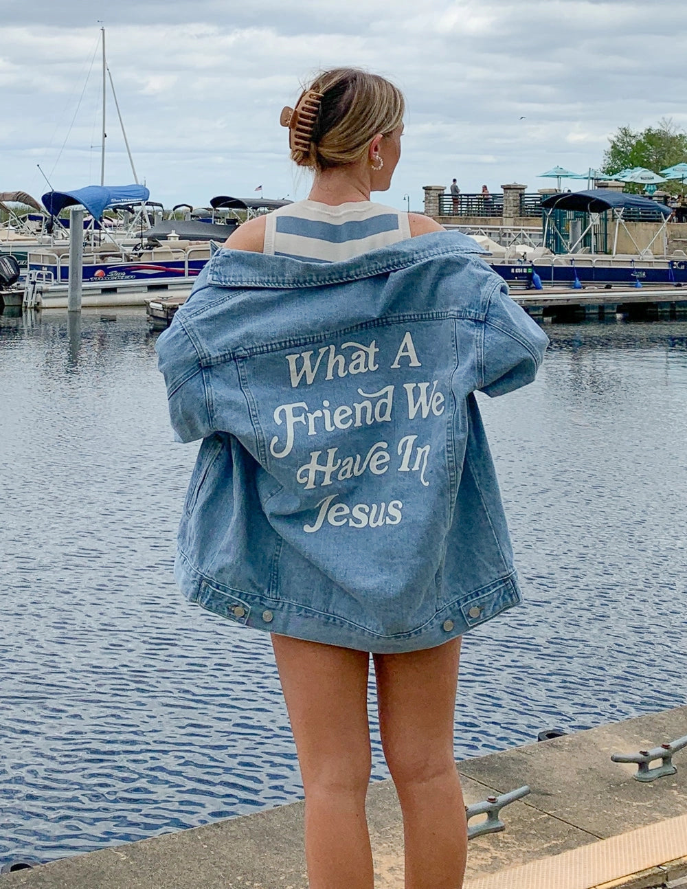 WHAT A FRIEND IN JESUS DENIM JACKET