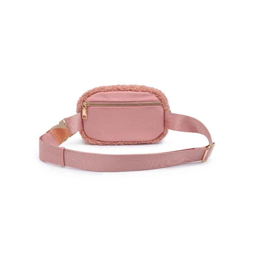 SHERRY SHERPA SHEARLING BELT BAG - ROSE