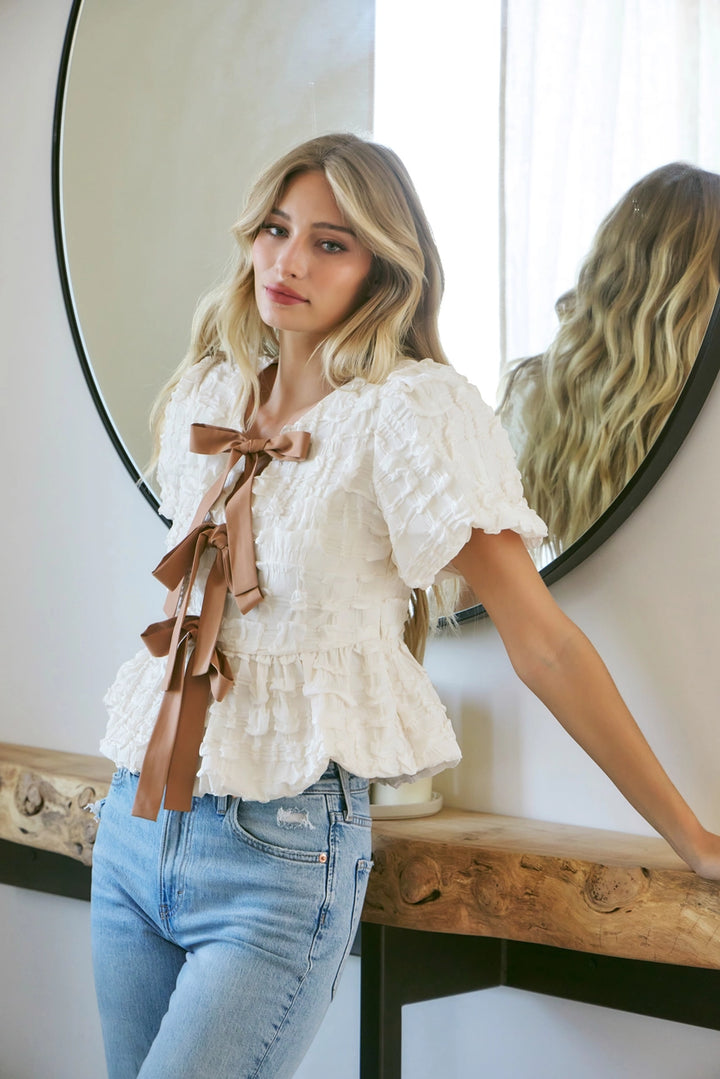 THE RIGHT MOMENT BUBBLE BABYDOLL BLOUSE