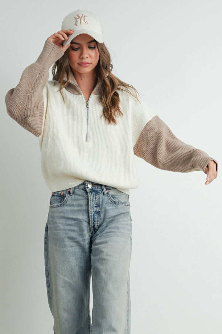 HEATHER COLOR BLOCK PULLOVER