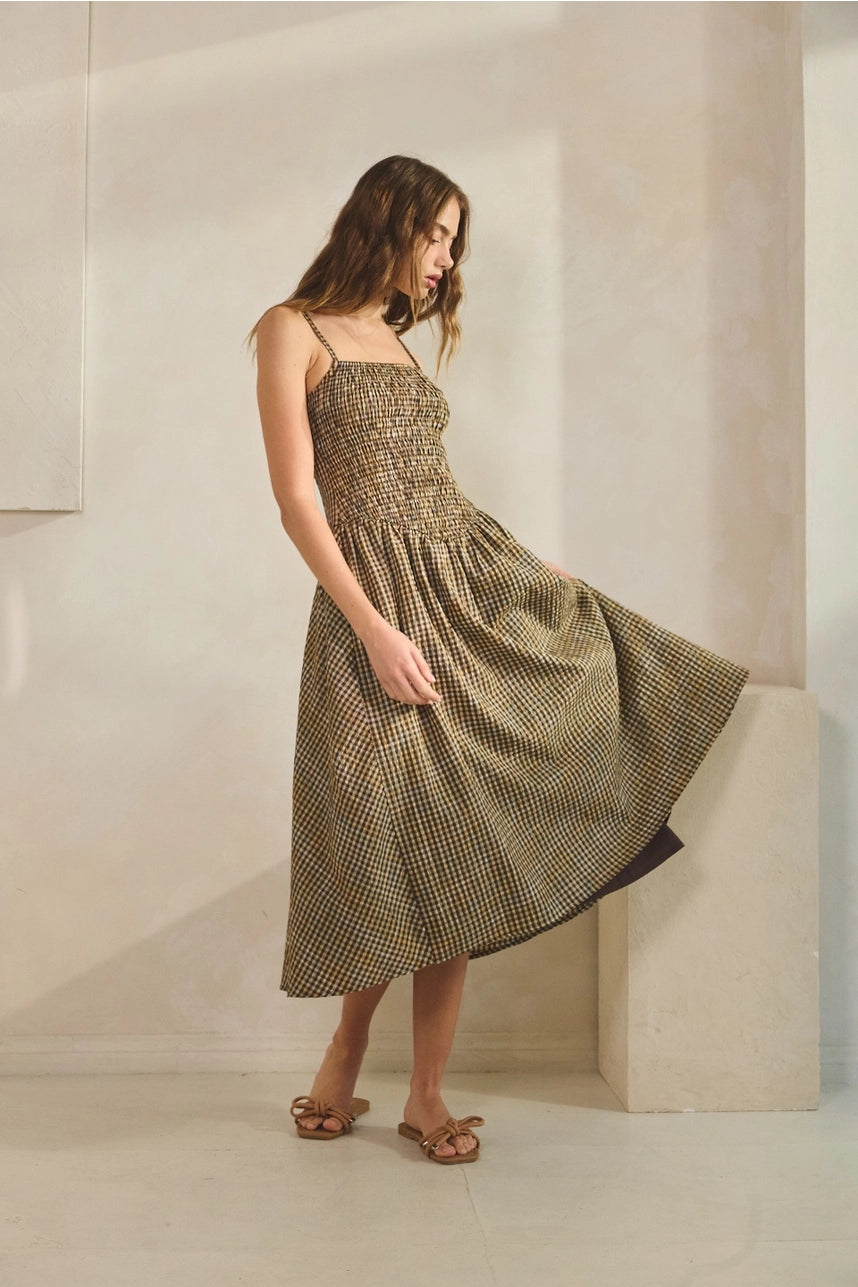 Fern Gingham Midi Dress