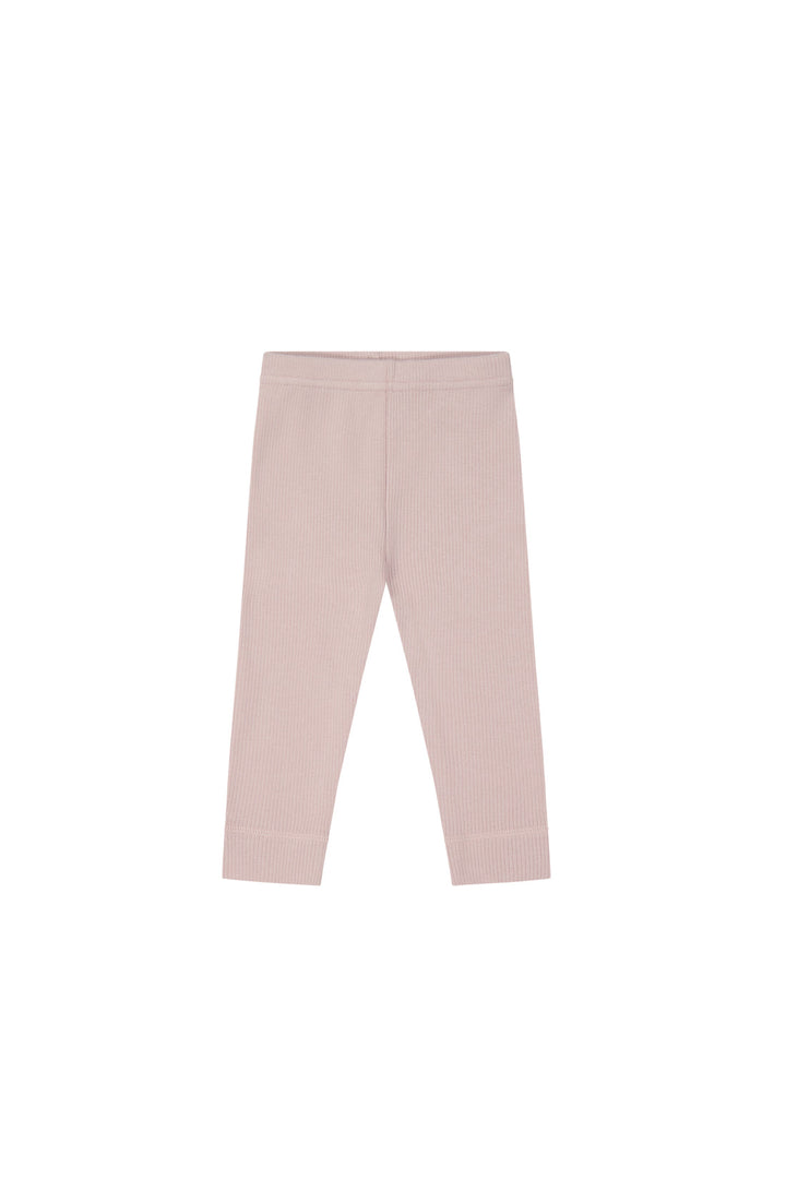 ORGANIC COTTON FINE RIB LEGGING - POWDER PINK